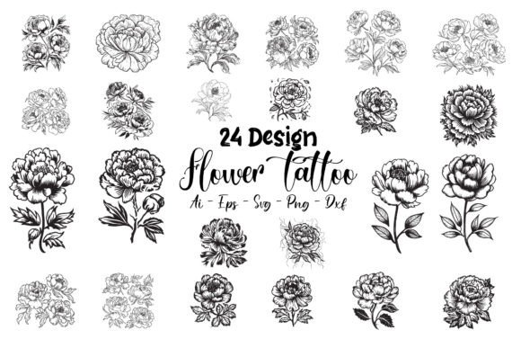 Flower Tattoo Drawing, Tattoo Svg