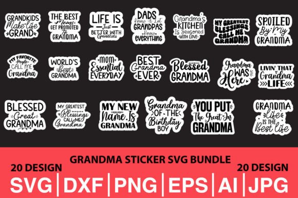 Grandma Sticker SVG Bundle: Graphics & Crafts